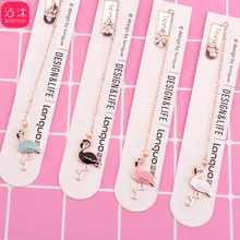 Kawaii Фламинго закладки Декоративный металл закладки для книг Бумага страницы маркер канцелярские школьные принадлежности