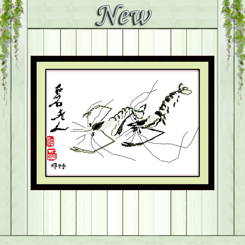 

Prawns Chinese style home wall decor painting counted print on canvas DMC 11CT 14CT Cross Stitch kits embroidery needlework Sets