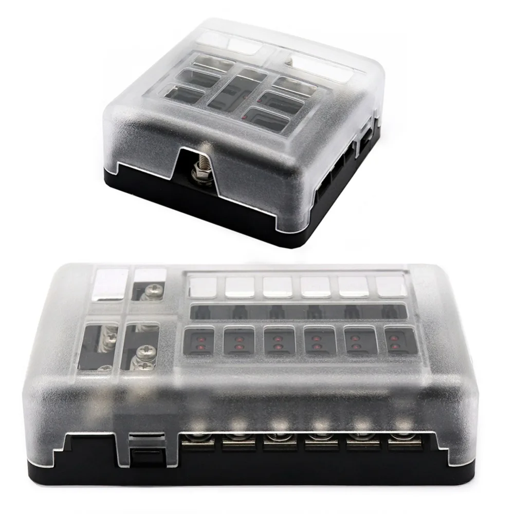 DC 12 32V Truck Motorhome Coach Boat Bus Bar Power Distribution Block Double Busbars 6 way12