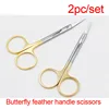2pc/set  Double Eyelid Scissors Open Eye Scissors Double Eyelid Tools 10cm Handle Scissors 6