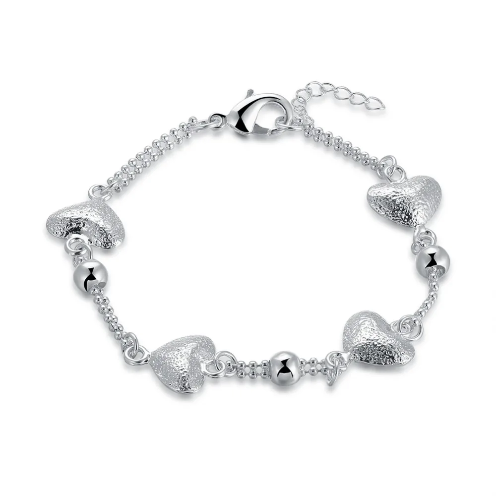 Trendy women's charm bracelets & bangles,silver plated two line balls