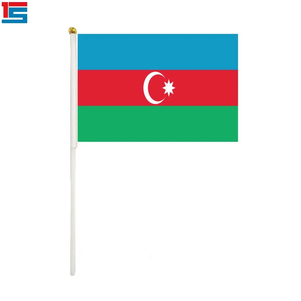 50 шт./лот Азербайджан flag14 x 21 см ручной флажок с пластмассовая опора