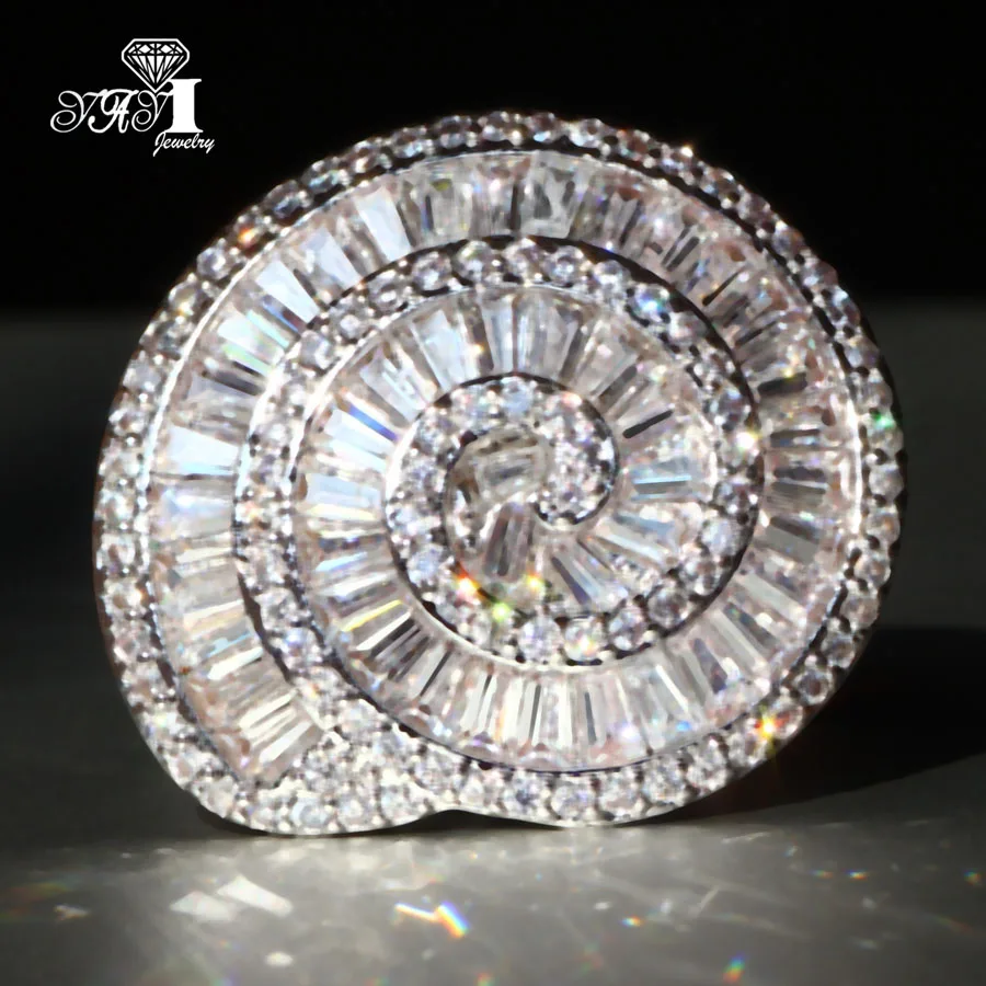 

YaYI Jewelry Fashion Princess Cut 7.7 CT White Zircon Silver Color Engagement Rings wedding Heart Flower Rings Party Rings