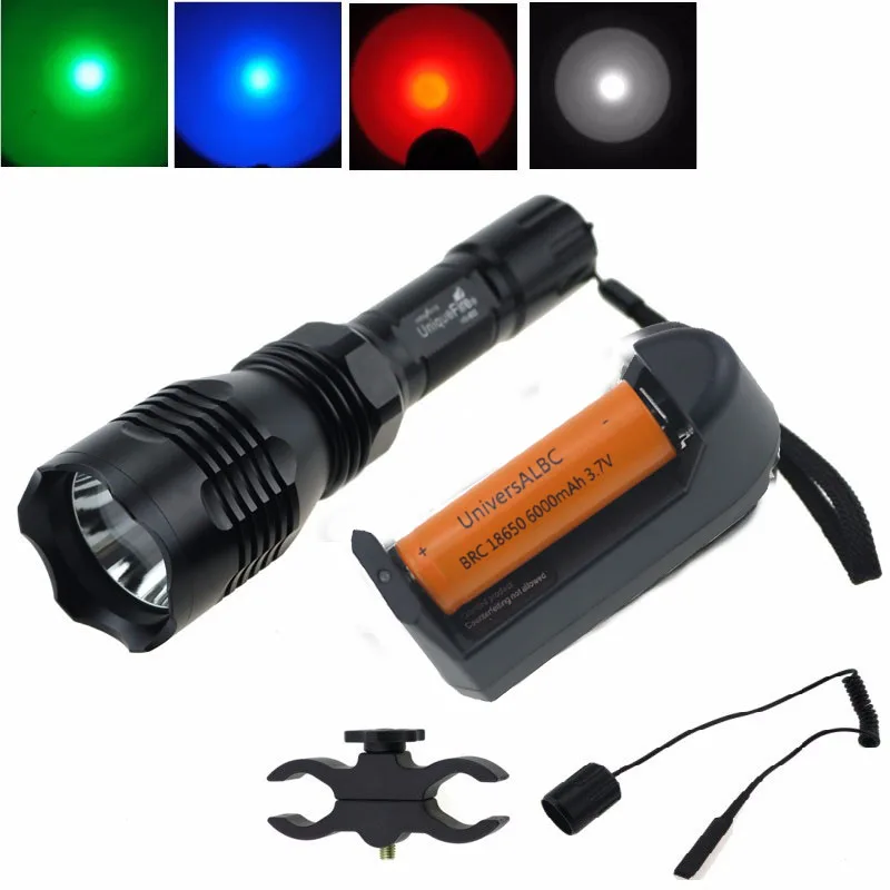 UniqueFire HS 802 Cree green/red/blue light led hunting flashlight