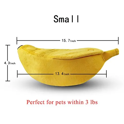  Hot Cute Pet Dog Cat Bed Banana Shape Fluffy Warm Soft Plush Home Bed (S)
