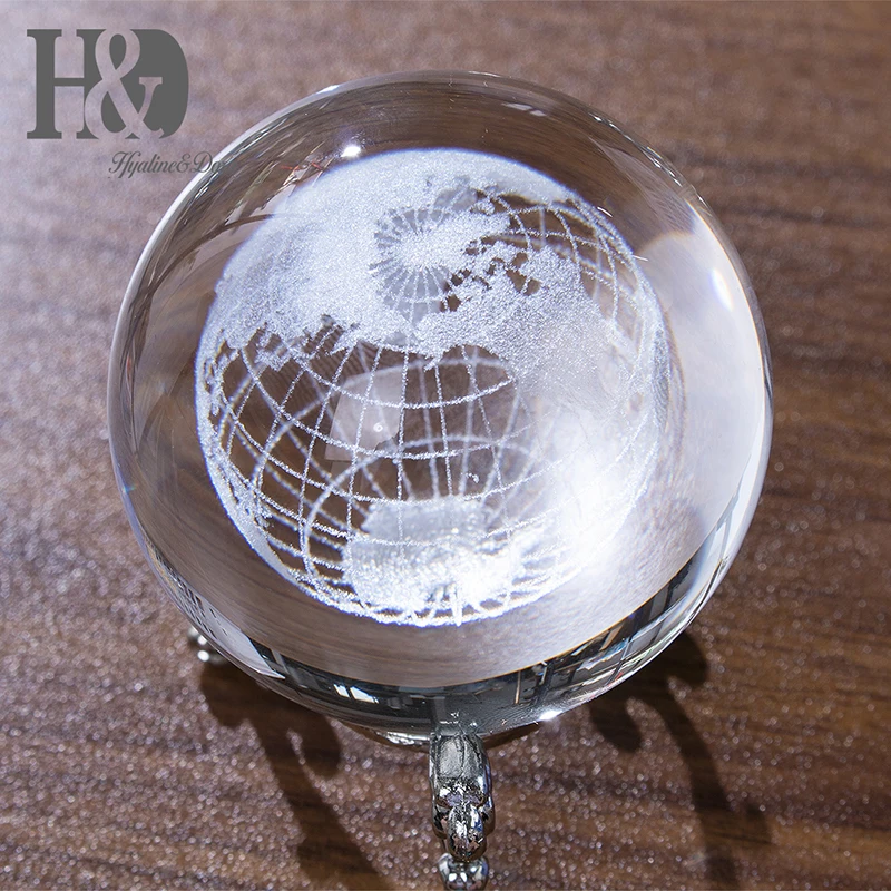 H&D 60mm 3D Laser Engraved Galaxy Glass Ball Crystal Miniatures Sphere Home Decoration Accessories Globe Universe Healing Balls