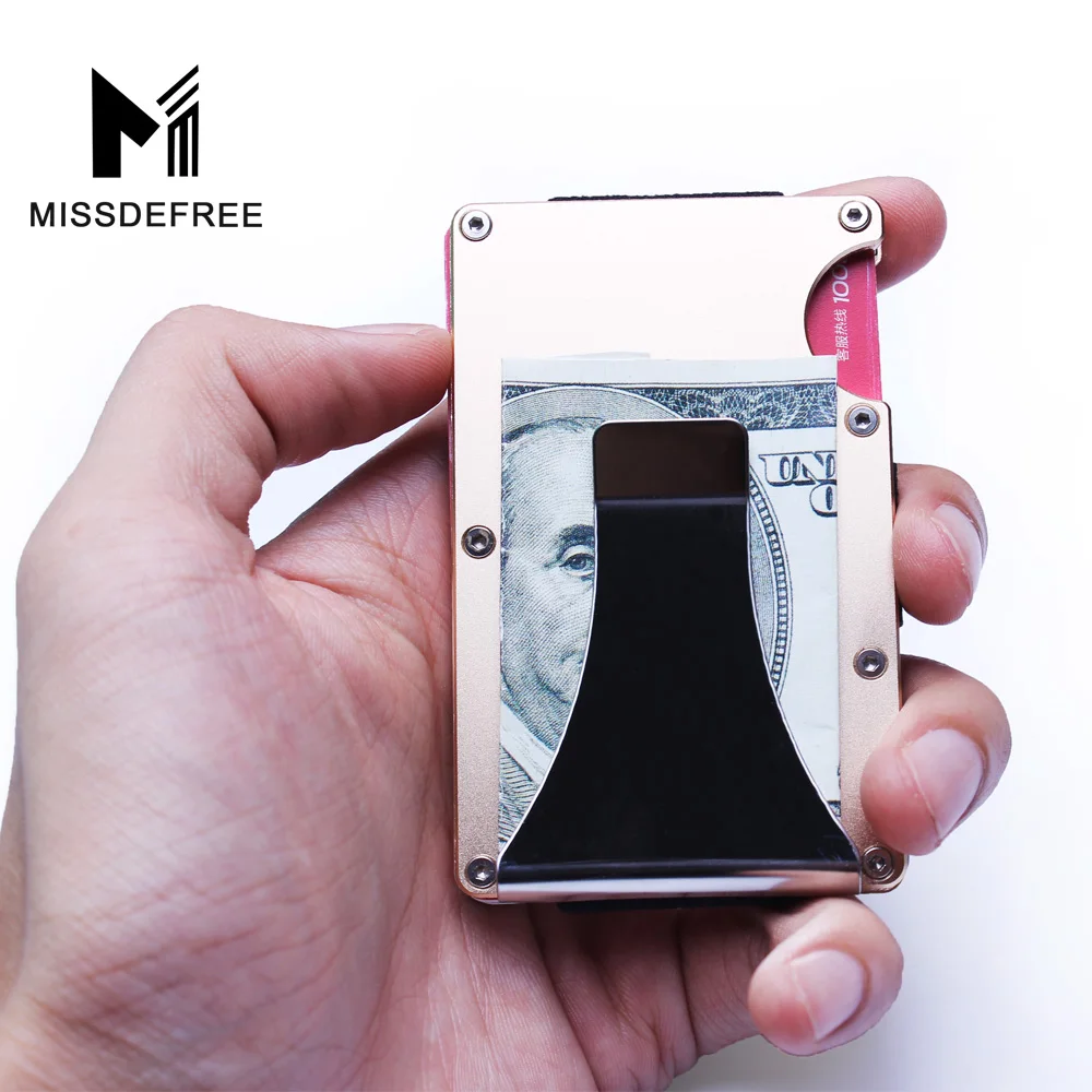 Алюминиевый мини кошелек с блокировкой Rfid тонкий металлический защитой от