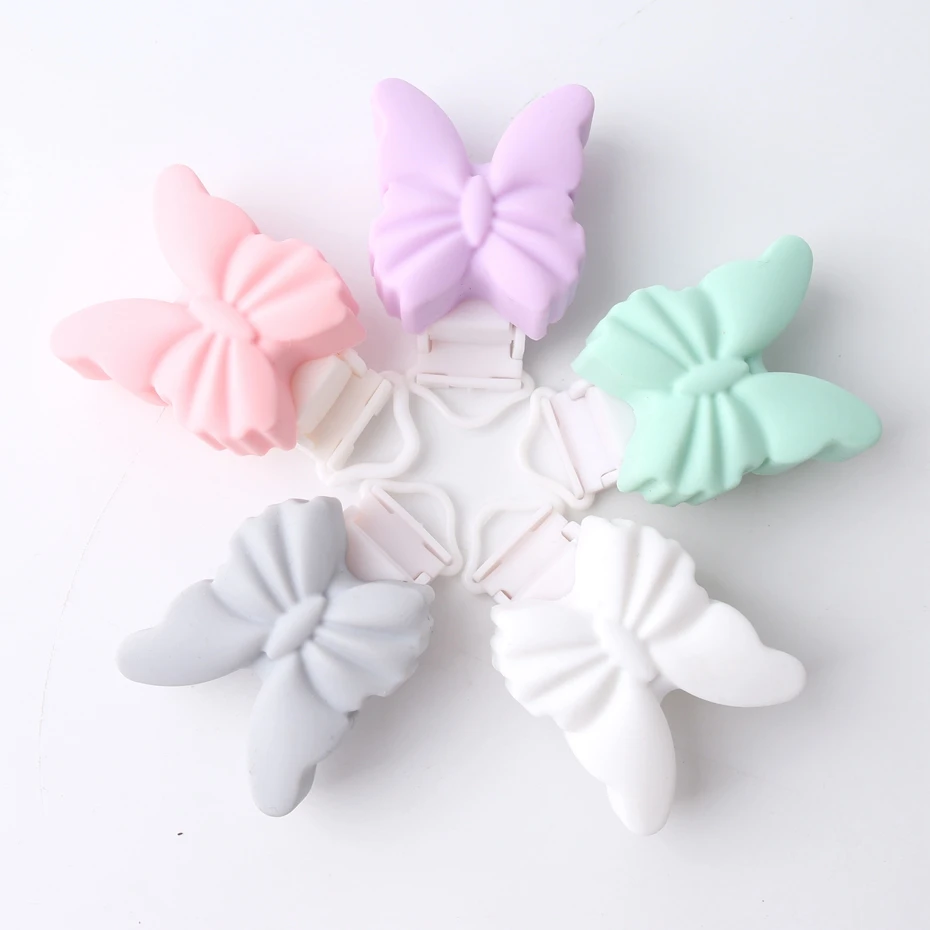 

Bite Bites 1pc Baby Silicone Teether Pacifier Clip Butterfly DIY Teething Dummy Clips Chain BPA Free Tiny Rod Baby Teether