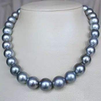 

16m NATURAL SOUTH SEA GENUINE SILVER GRAY GREY SHELL PEARL NECKLACE earring gift