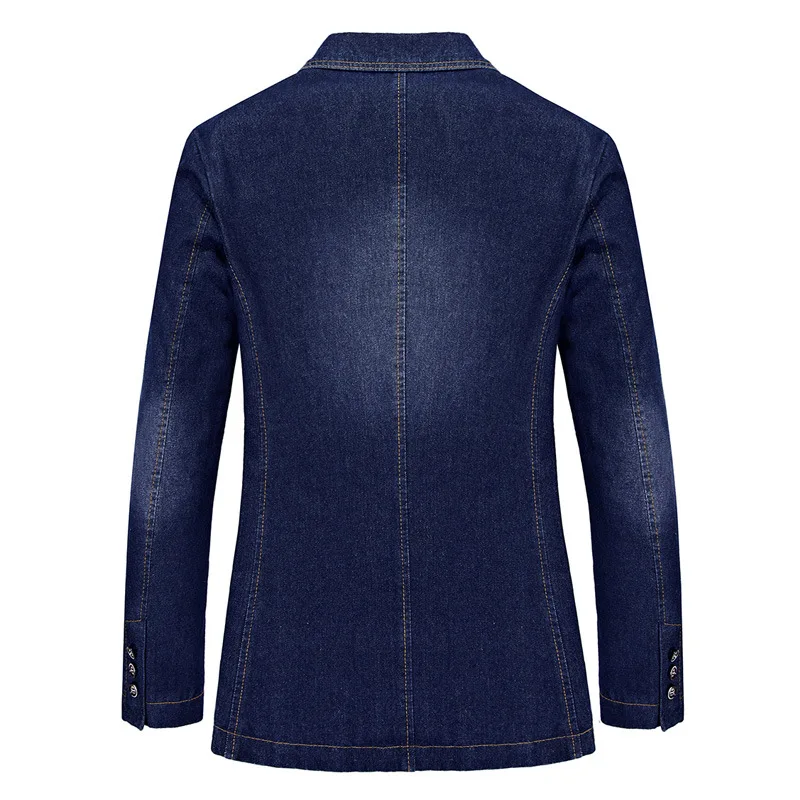 Men's Fashion Casual Denim Loose-line Patch Pocket Suit Jacket M-4XL