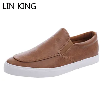 

LIN KING Fashion Low Top Men Loafers Soft Moccasins Slip On Flats Lazy Casual Shoes Non Slip Man Driving Shoes Male Single Shoes