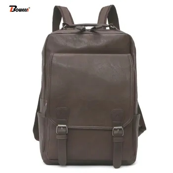 

Vintage backpack men leather soft solid backbag Retro back pack male Casual youth bagpack Mochila brown black 2019 new