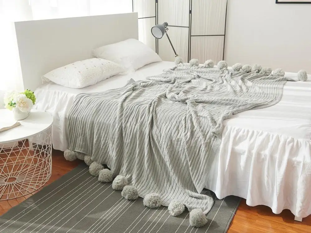 Повседневные вязаные одеяла в скандинавском стиле для кровати, розовые одеяла, покрывала для дивана, кровати в клетку, подарки для женщин - Цвет: Серый