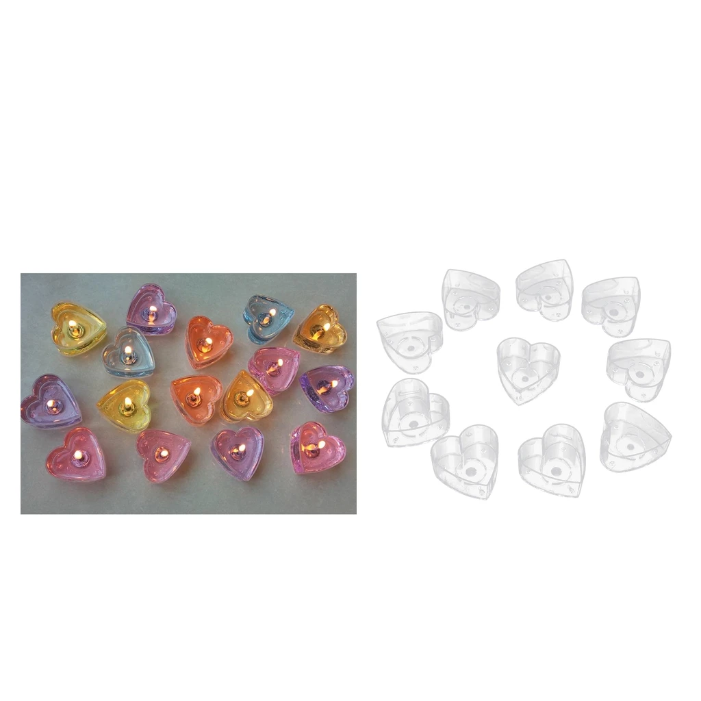 10 Pieces Wedding Gift Supply Love Heart Shaped Tea Light Clear Plastic Cup Holders DIY Candle Making