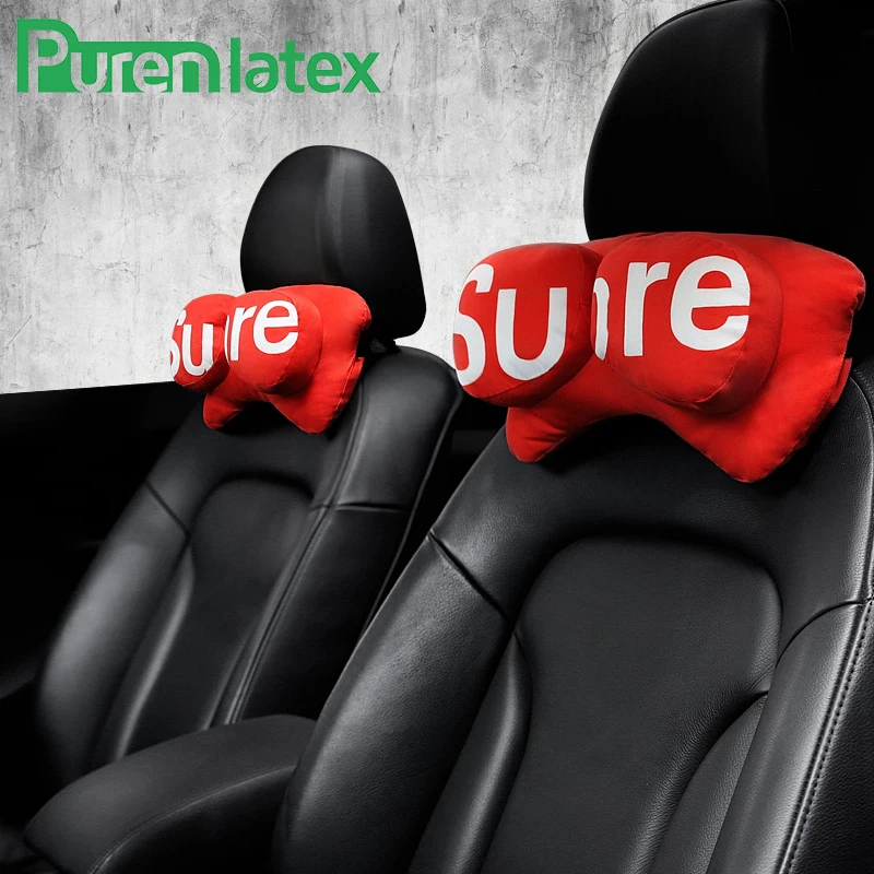 

PurenLatex 33*16*12cm 3D Car Head Pillow Headrest Neck Shoulder Two Side Protect Slow Rebound Soft Car Auto Cushion