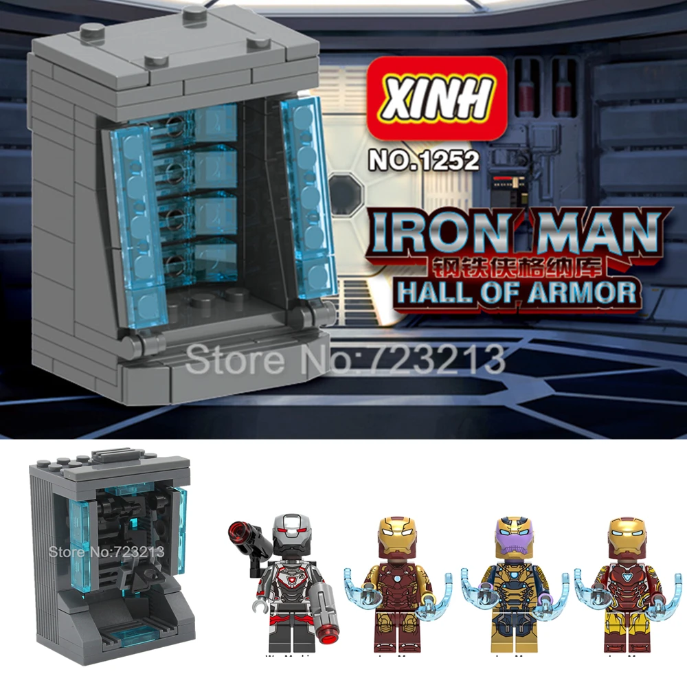 

XH1252 Iron Man Super Hero Hall of Armor Garage Figure Case MOC the Avengers Movie Endgame Model Building Blocks Set Brick Toys