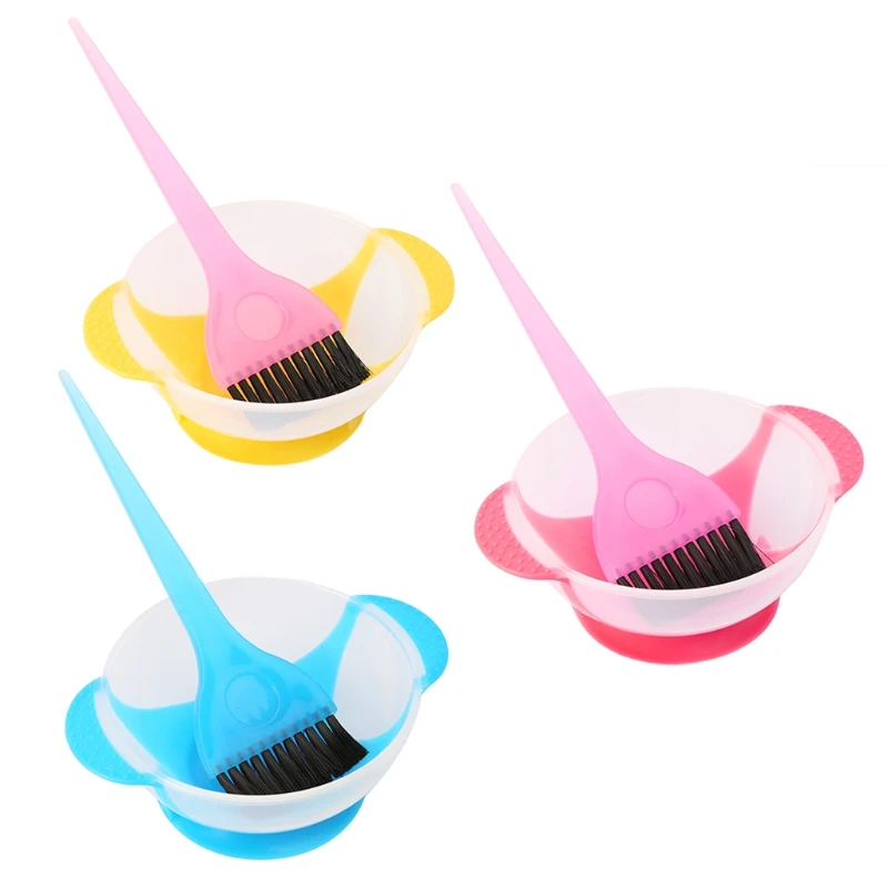 

New 1set Hairdressing Plastic Brushes Bowl Combo DIY Coloring Hair Dye Mixing Bowls Tools Color Styling Salon Barber Accessories