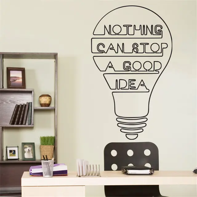 Lightbulb Word Motivation Wall Sticker Art Sticker Inspirational Study