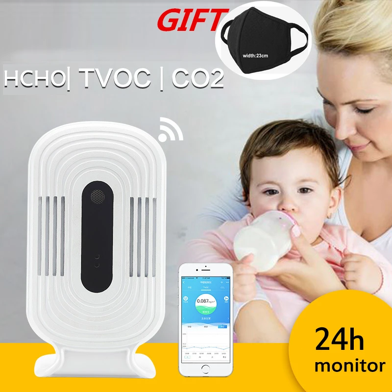 baratas WI FI HCHO TVOC CO2 Termômetro Higrômetro Monitor De Dióxido De Carbono Detector de Gás Inteligente Formaldeído Analisador da Qualidade do Ar