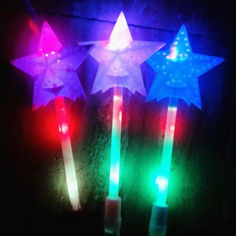 

Flashing Lights Up Glow Sticks Magic Star Wand Party Concert Xmas Halloween Kid's Gift Toy Glowing Fairy Pentagram Flash Stick^