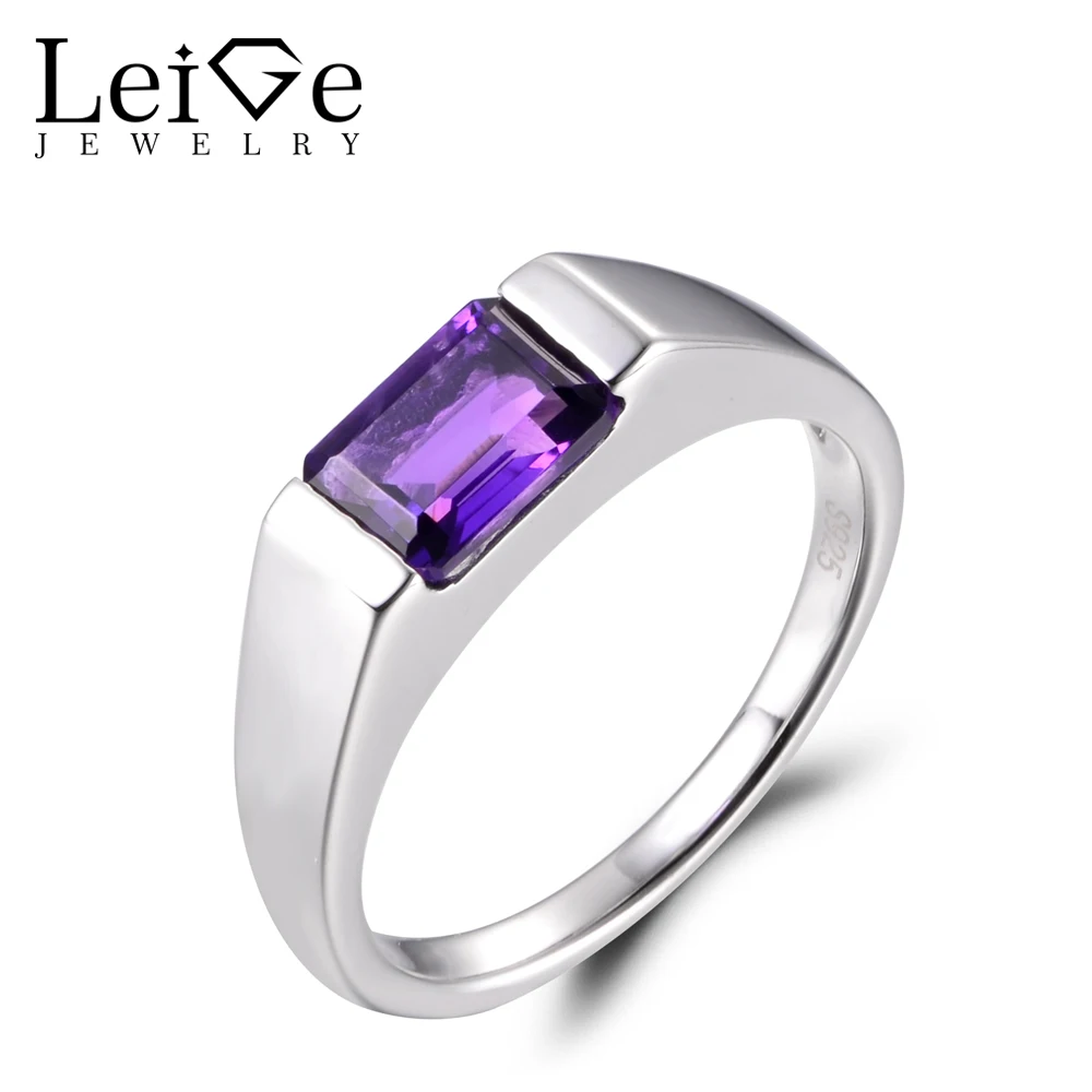 LeiGe Jewelry Unique Engagement Rings Amethyst Ring February Birthstone
