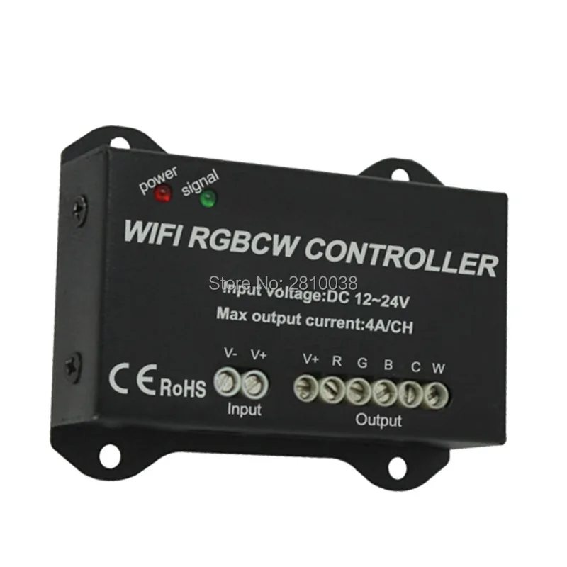 

2 pcs/lot WiFi Remote RGBCW led controller DC 12-24V led RGBCW controller Common anode 5H led lamp controller