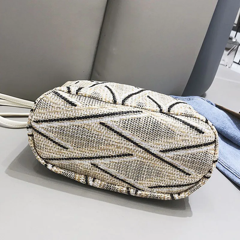 New Summer Beach Women Handbag INS Popular Female Casual Straw Bags Large Lady Travel Shoulder Bag Handmade Knitted Tote SS3344 (6)