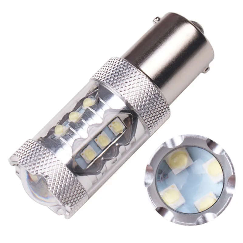 

kongyide Car Light 1PCS 80W 12V 800LM White Led 1156 BA15S P21W Car Backup Reverse Signal Light Lamp Canbus 6500K 9V-24V je19