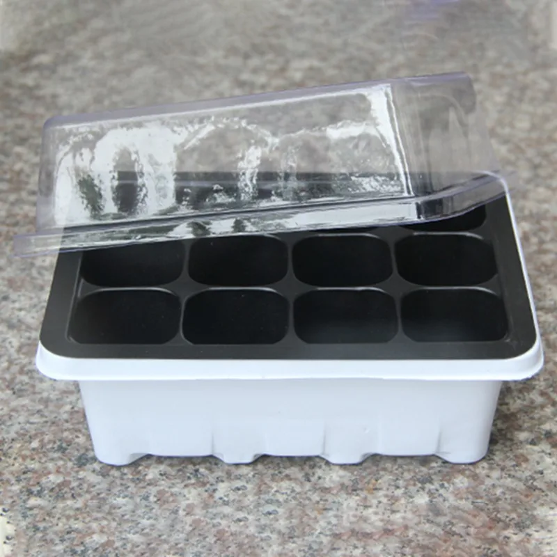 12 Plastic Nursery Pots Planting Seed Tray Kit Plant Germination Box