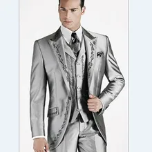 Вышивка женихов Для мужчин Свадебный костюм смокинг для мальчиков цвета: золотистый, серебристый серый/Цвет: ярко-синий; Темно-синие/черный костюм свидетеля(пиджак+ брюки+ жилет) для маленькой девочки C7