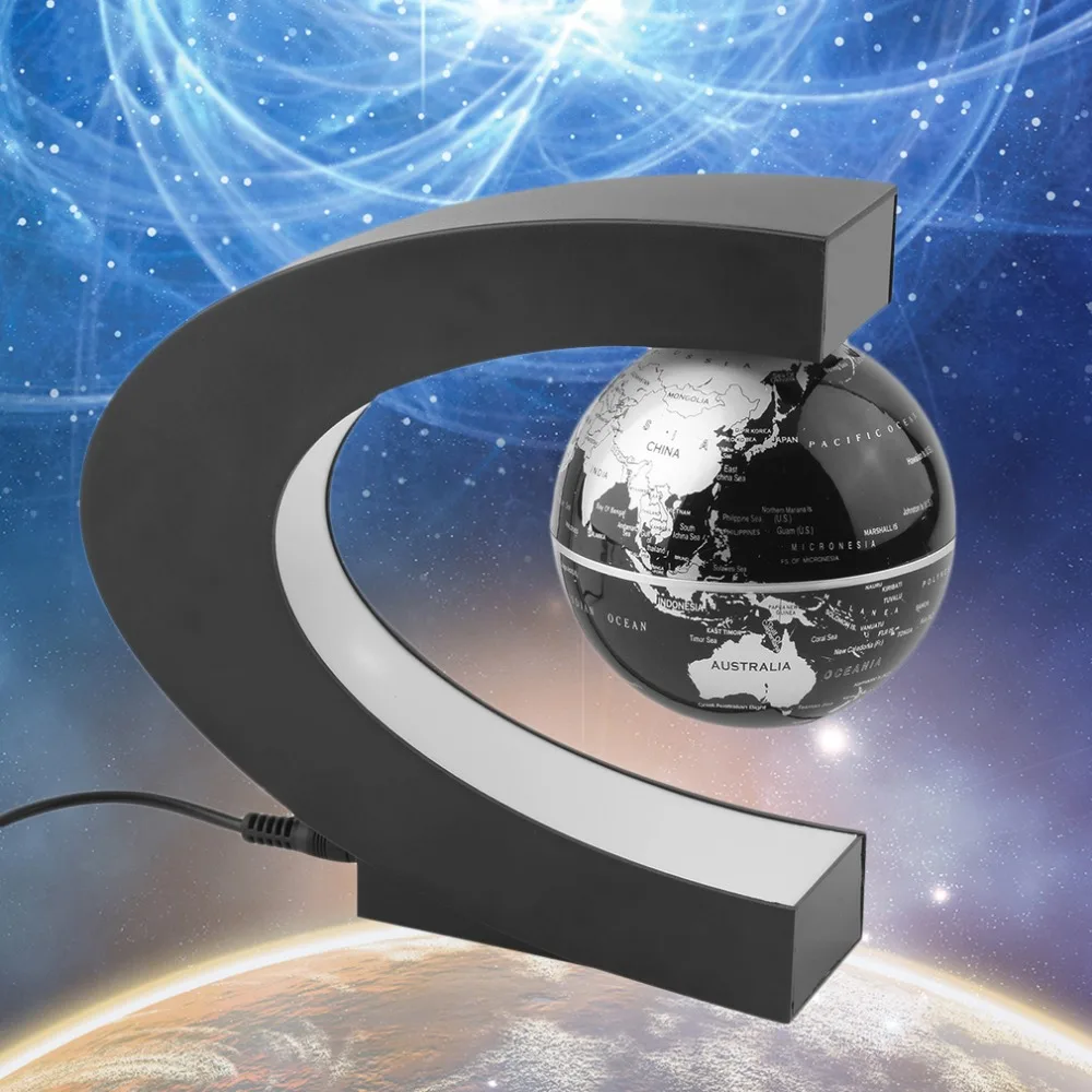 

Hot Magnetic Levitation Floating Globe C shape World Map Anti-gravity earth Globe LED Light Home Decoration Santa Birthday Gift