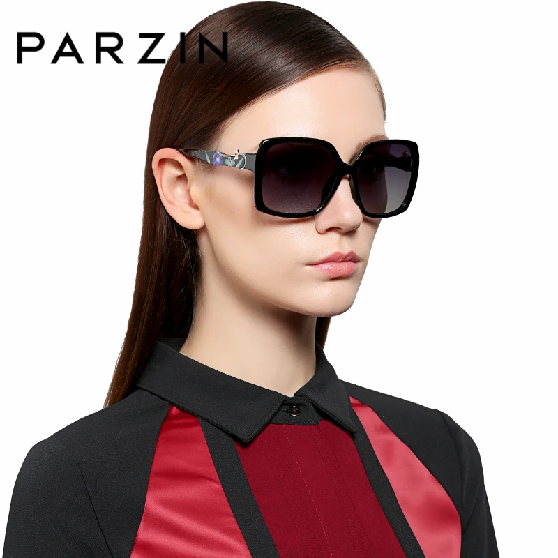 PARZIN Luxury Elegant Printing Frame Sunglasses For Women Square Big Frame Polarized Pattern Sun Glasses For Driver