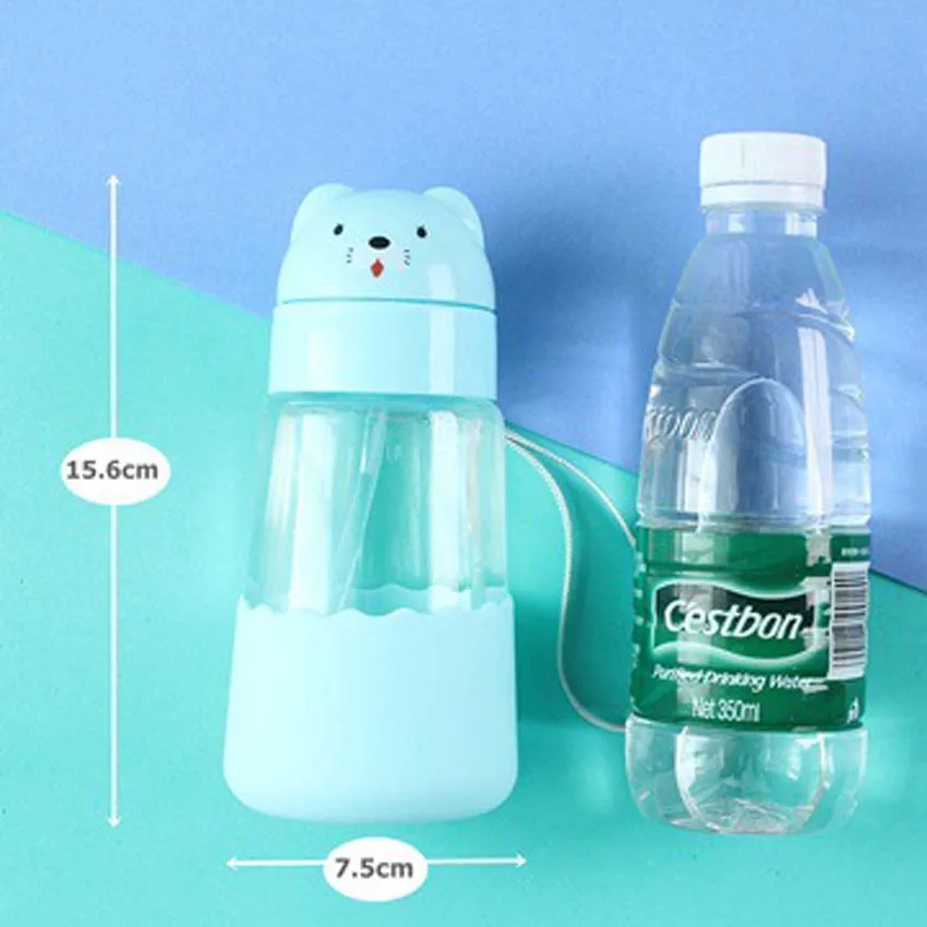 320 мл портативная стеклянная бутылка для воды для детей с соломенной мультяшной уличной питьевой водой бутылки для сока дети молоко стакан милый