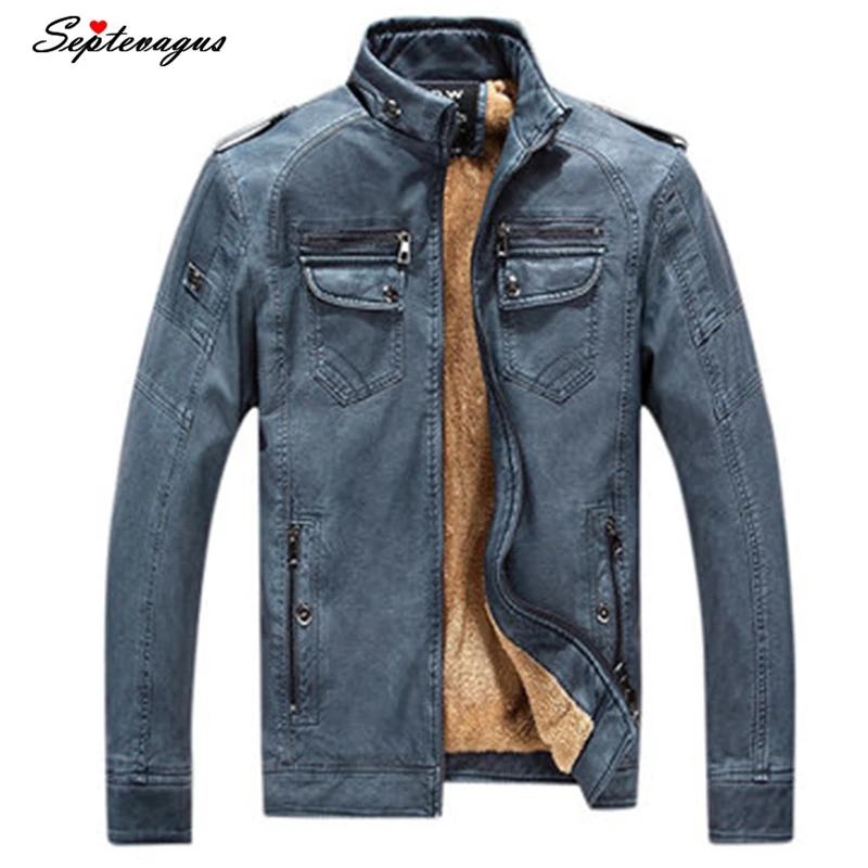 

Fashion Mens Velvet Plus Thick Warm Leather Jackets Men Autumn Winter Leather Clothing Leather Jackets Male Business casual Coat