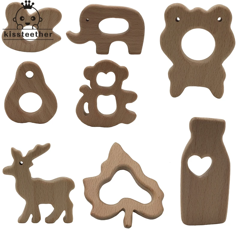 Cute Wooden Teethers Baby Teething Toy Eco-friendly Safe Wood Teething Nursing