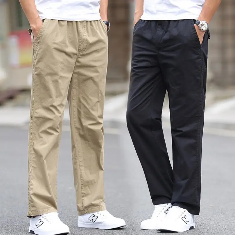 

Casual Men pants Cotton loose Pant Straight Trousers Fashion Business Solid plus size Pants Man y203