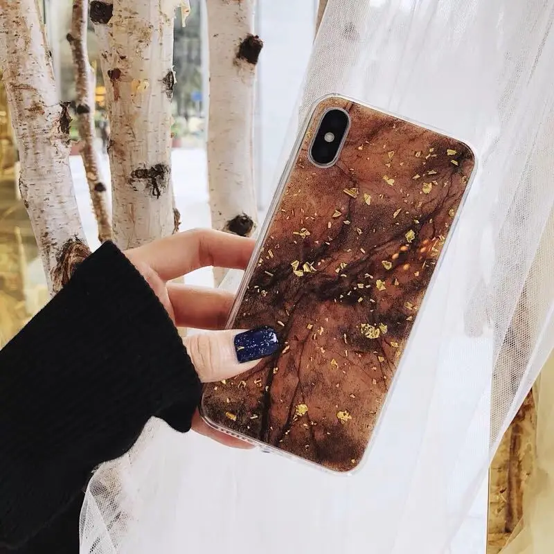 Роскошный чехол из золотой фольги для телефона iPhone X XS Max XR мраморный мягкий ТПУ 7 8