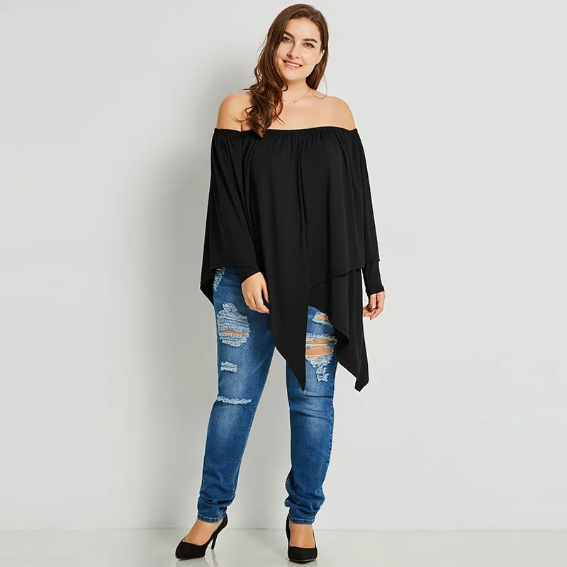 2018 New Sexy Black Cotton Fashion Women Blouses Loose Slash Neck Pleated Backless Girls Sweet Plain Plus Size Female Shirts Blouses