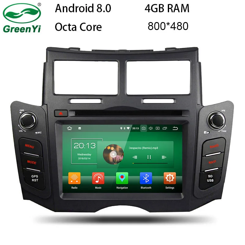 

GreenYi Android 8.0 8 Core 4G RAM Car DVD GPS For Toyota YARIS 2005-2007 2008 2009 2010 2011 WIFI Autoradio Multimedia Stereo