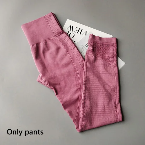 Energy бесшовный комплект для йоги Женская одежда для фитнеса спортивная одежда женские леггинсы для спортзала мягкий пуш-ап спортивный бюстгальтер с бретельками сексуальный спортивный костюм - Цвет: Pink Pants