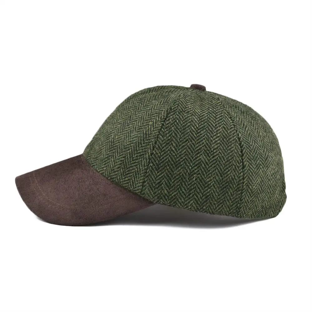 VOBOOM шерстяные шапки бейсболки зеленые мужские женские елочки мужская одежда аксессуар Осенняя шерстяная шапка 170 с замшевым козырьком