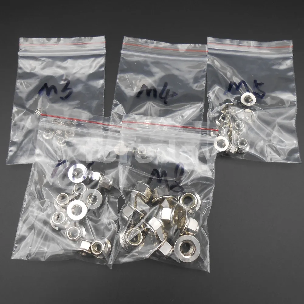 10 1000 шт. M3 M4 M5 M6 M8 нейлоновая вставка с шестигранным фланцем гайки из углеродистой
