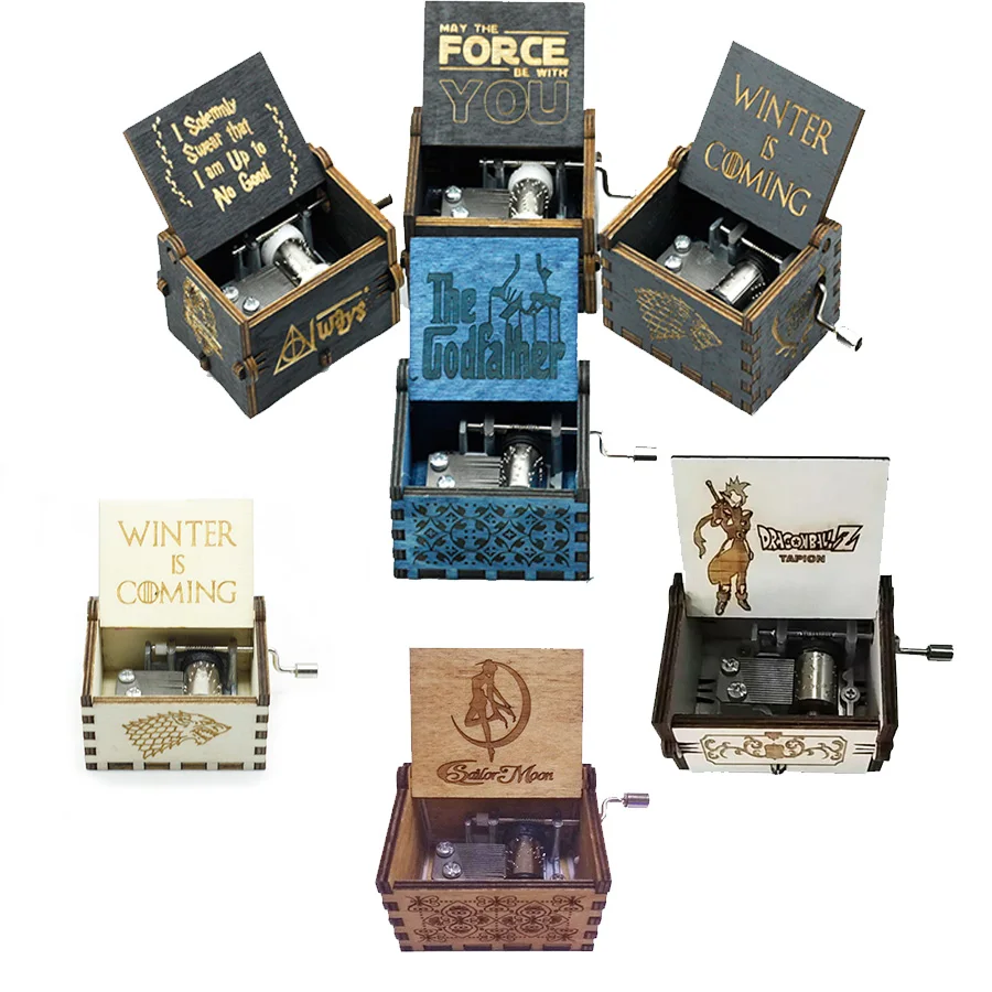 

Wooden music box black beauty and beast power game hand shake music box christmas gift birthday party commemorative gift