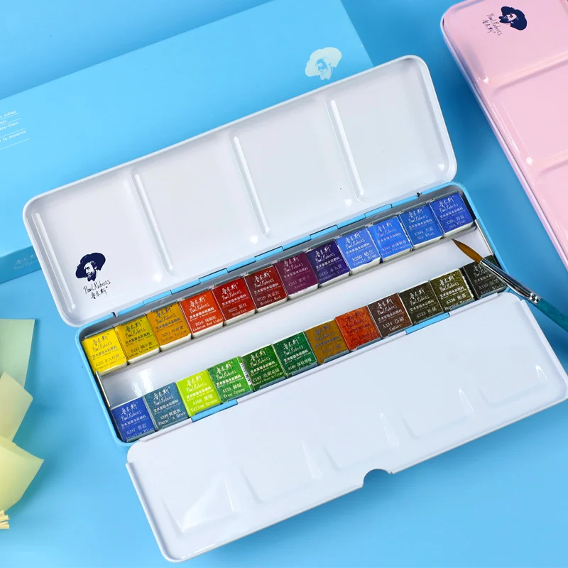 

Rubens Solid Watercolor Paint Set Clear New Half Block Beginner Watercolor Paint Box Portable Tin Box Art Supplies