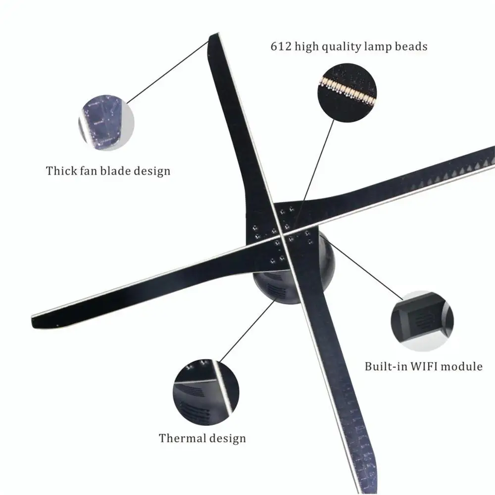 TBDSZ 56CM hologram fan light with wifi APP control 3D Hologram Advertising projector Display LED Fan Holographic Imaging menu TBDSZ 56CM hologram fan light with wifi APP control 3D Hologram Advertising projector Display LED Fan Holographic Imaging menu