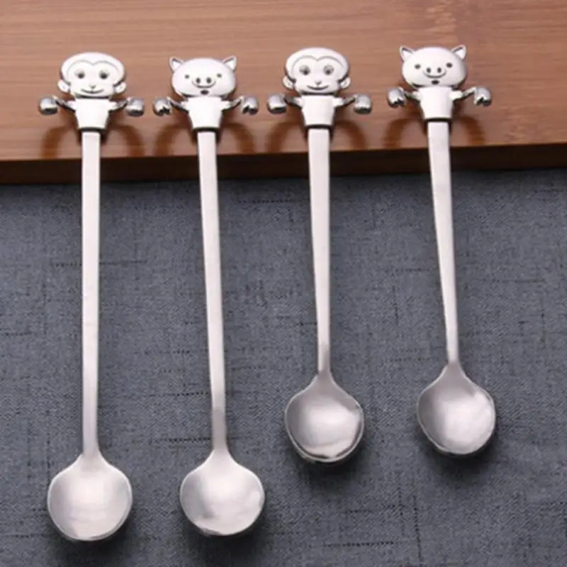 

Cartoon Animal Long-handled Coffee Tea Spoon Monkey Piggy Spoons For Ice Cream Creative Cooking Utensils Kitchen Dishes A20
