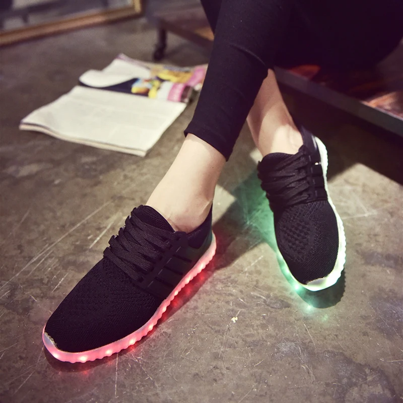 2016 Зима Женщины Корзина Загорается Светодиодный Обувь Повседневная Femme Chaussures Homme