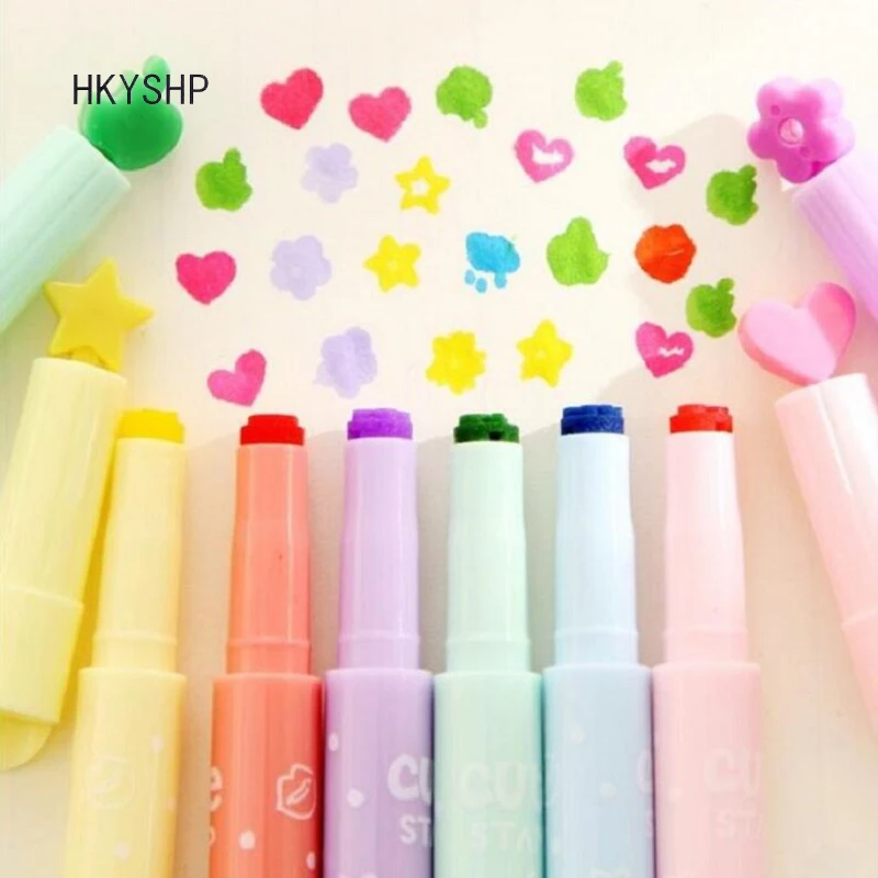 HKYSHP 2 PCS Creative Multifunctional Candy Color Highlighter Color Marker Pen Child Painting