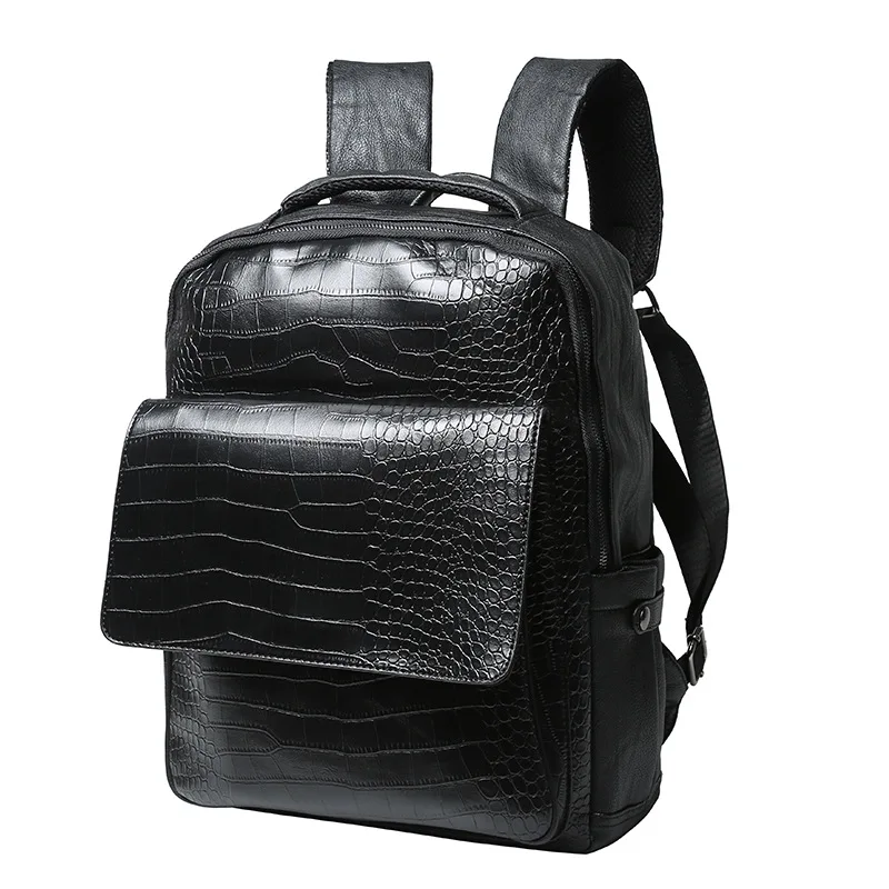 Hot!! Small daypack Black Travel Laptop Backpack mochila Men&#39;s Leather Backpack Schoolbag ...