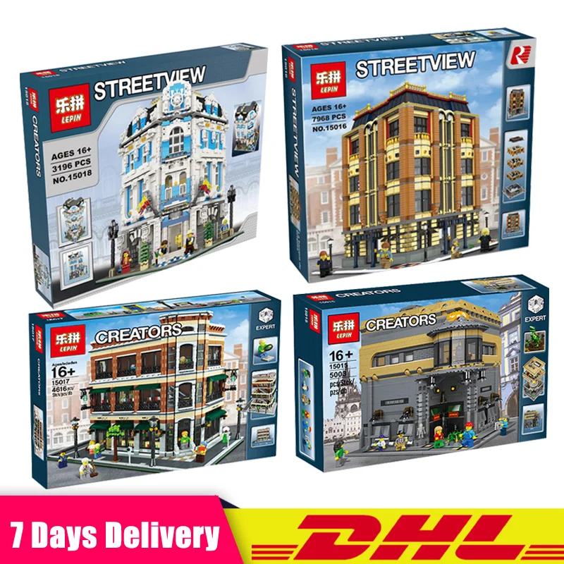 

IN Stock LEPIN 15015 15016 15017 15018 City Street Model Building Compatible Legoings Blocks Bricks DIY Toys for Kids Gifts